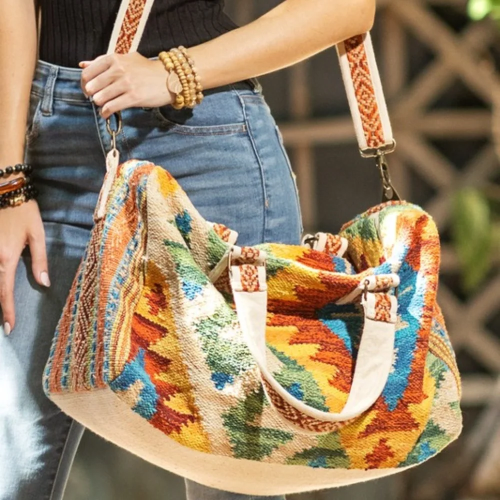 SOLD OUT Colorful Carmel Western Ethnic Handmade Navajo Pattern Large Travel - Picture 2 of 8